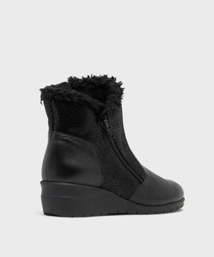 Bottines fourrées en cuir à talon compensée gamme confort femme vue4 - G'FLEX GEMO FOR GOOD - GEMO