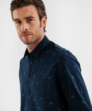 Chemise manches longues coupe droite en coton imprimé homme vue2 - GEMO (HOMME) - GEMO