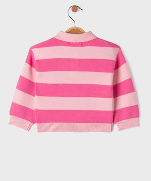 Pull rayé à col polo bébé fille vue3 - GEMO(BEBE DEBT) - GEMO