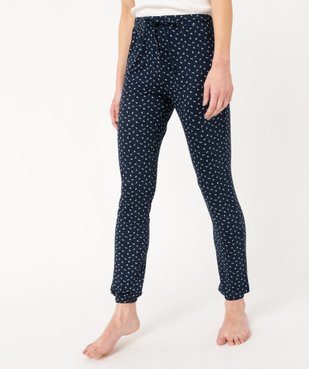 Pantalon de pyjama en maille fine avec bas resserré femme vue1 - GEMO 4G FEMME - GEMO
