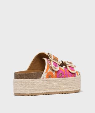 Mules à double bride brodées sur semelle plateforme femme - 5 Miles vue4 - 5 MILES - GEMO