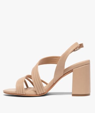 Sandales femme unies à talon et fines brides vue3 - GEMO(URBAIN) - GEMO