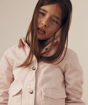 Veste en jean fille colorée à coupe droite teinture unique vue6 - GEMO (ENFANT) - GEMO