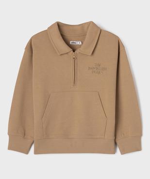 Sweat avec col polo zippé garçon vue1 - GEMO (ENFANT) - GEMO