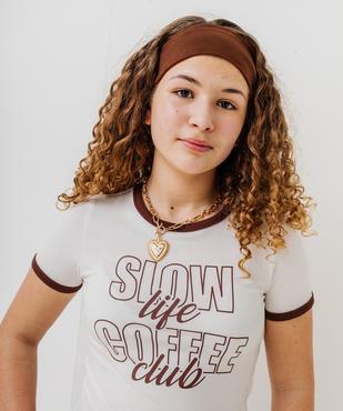 Tee-shirt manches courtes avec inscription fille vue2 - GEMO