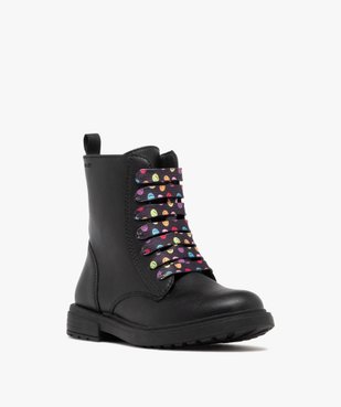 Boots fille à lacets smileys fantaisie et à zip - Geox vue2 - GEOX - GEMO