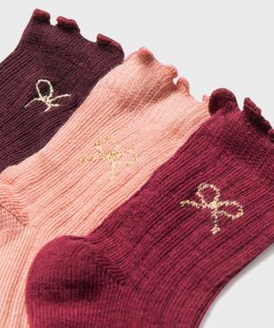 Chaussettes avec motif noeud et finitions froncées bébé fille (lot de 3) vue2 - GEMO 4G BEBE - GEMO