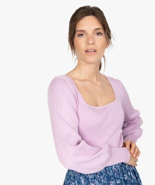 Pull femme en maille côtelée avec grand col carré vue1 - GEMO(FEMME PAP) - GEMO