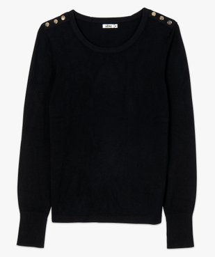 Pull femme en maille fine à col rond et boutons sur les épaules vue4 - GEMO(FEMME PAP) - GEMO
