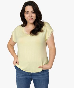 Tee-shirt femme grande taille sans manches avec finitions dentelle vue1 - GEMO (G TAILLE) - GEMO