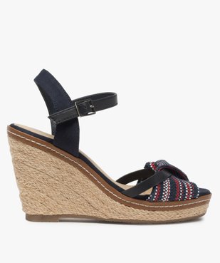 Sandales femme à talon semi compensé et bride tissée vue1 - GEMO(URBAIN) - GEMO