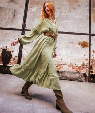 Robe longue à manches longues look bohème femme vue2 - GEMO(FEMME PAP) - GEMO