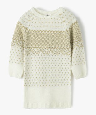 Robe pull fille en maille jacquard dorée vue1 - GEMO (ENFANT) - GEMO
