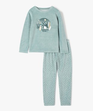 Pyjama fille en velours à motif nature et paillettes vue1 - GEMO (ENFANT) - GEMO