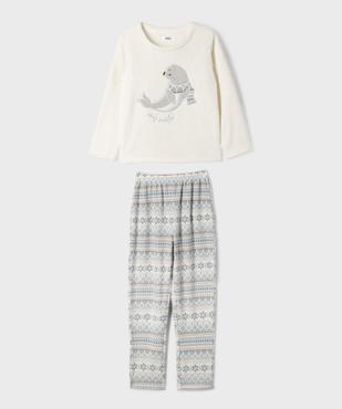 Pyjama en velours moelleux et imprimé fille vue1 - GEMO (ENFANT) - GEMO