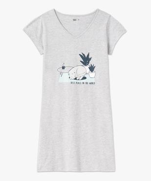 Chemise de nuit imprimée à manches courtes femme vue4 - GEMO 4G FEMME - GEMO