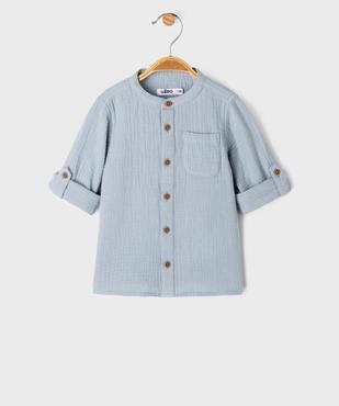 Chemise col rond en gaze de coton à manches retroussables bébé garçon vue2 - GEMO(BEBE DEBT) - GEMO