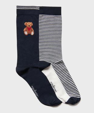 Chaussettes tige haute en coton stretch homme (lot de 2) - LuluCastagnette vue1 - LULUCASTAGNETTE - GEMO