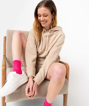 Sweat femme à capuche en molleton pailleté vue3 - LULUCASTAGNETTE - GEMO