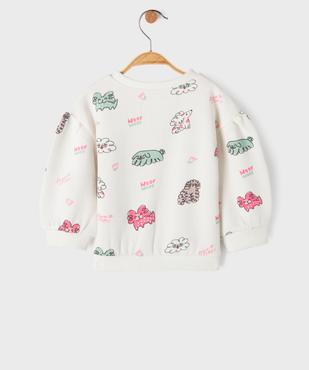 Sweat imprimé à manches bouffantes bébé fille vue3 - GEMO 4G BEBE - GEMO