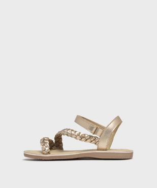 Sandales dessus cuir tressé fermeture scratch fille - LuluCastagnette vue3 - LULUCASTAGNETTE - GEMO