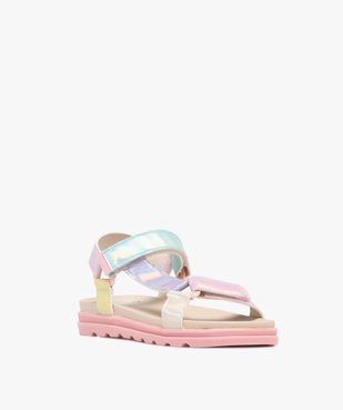 Sandales fille à brides vernies et à scratch vue2 - GEMO (ENFANT) - GEMO