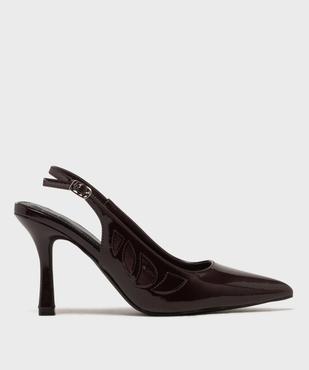 Escarpins slingback vernis à talon fin et détails ajourés - Follow Me vue1 - FOLLOW ME - GEMO