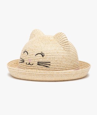 Chapeau bébé fille en paille avec oreilles de chat vue1 - GEMO(BEBE DEBT) - GEMO