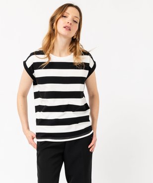 Tee-shirt femme rayé à manches ultra courtes vue3 - GEMO(FEMME PAP) - GEMO