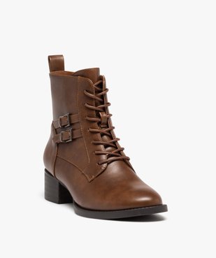 Boots lacées à bout amande et brides décoratives vue2 - GEMO (CASUAL) - GEMO