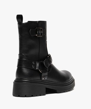 Boots femme crantées à zip avec brides à boucle fantaisie vue4 - 5 MILES - GEMO
