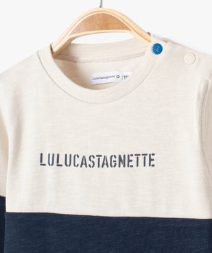 Tee-shirt bébé garçon à manches longues bicolore vue3 - LULUCASTAGNETTE - GEMO