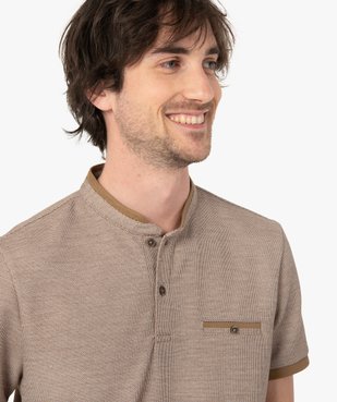 Polo homme à manches courtes à col mao vue2 - GEMO (HOMME) - GEMO