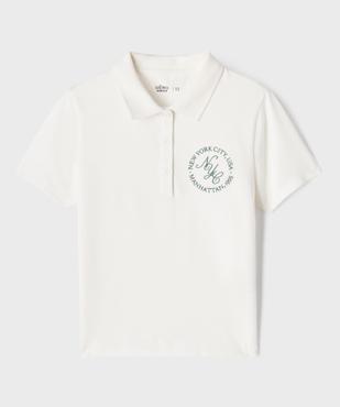 Polo manches courtes avec inscription brodée poitrine garçon vue1 - GEMO 4G FILLE - GEMO