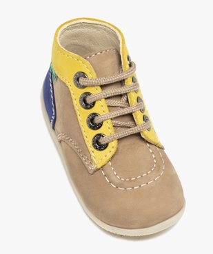 Chaussures premiers pas bébé garçon en cuir tricolores - Kickers vue5 - KICKERS - GEMO