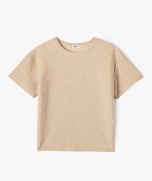 Tee-shirt à manches courtes en maille pailletée fille vue1 - GEMO (JUNIOR) - GEMO
