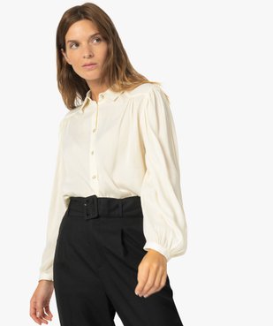 Blouse femme à manches longues avec haut froncé vue1 - GEMO(FEMME PAP) - GEMO