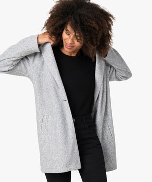 Manteau court femme en matière extensible chinée vue1 - GEMO(FEMME PAP) - GEMO