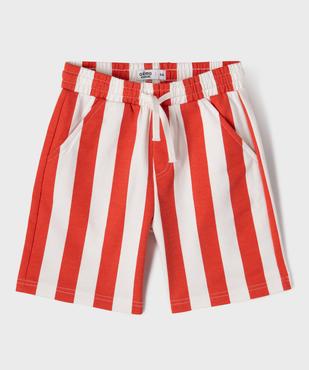 Bermuda rayé en maille French Terry avec taille ajustable garçon vue1 - GEMO (ENFANT) - GEMO