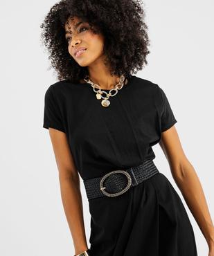 Robe longue manches courtes en maille femme vue2 - GEMO(FEMME PAP) - GEMO