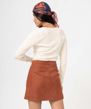 Tee-shirt femme à manches longues en maille côtelée vue3 - GEMO(FEMME PAP) - GEMO
