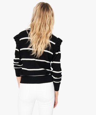 Gilet femme en maille fantaisie avec rayures vue3 - GEMO(FEMME PAP) - GEMO