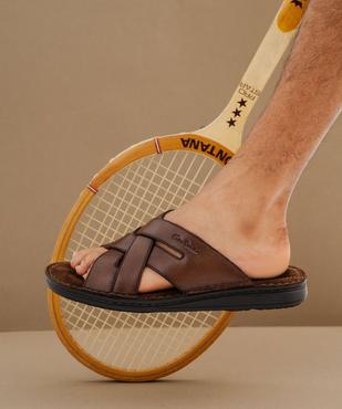 Mules en cuir confortables à brides croisées homme - Pierre Cardin vue1 - PIERRE CARDIN DIFFUSION - GEMO