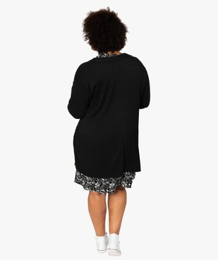 Gilet femme en maille côtelée avec boutons dorés vue3 - GEMO (G TAILLE) - GEMO
