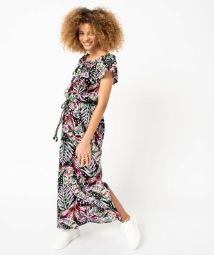 Robe femme longueur chevilles avec large volant sur le col vue1 - GEMO 4G FEMME - GEMO