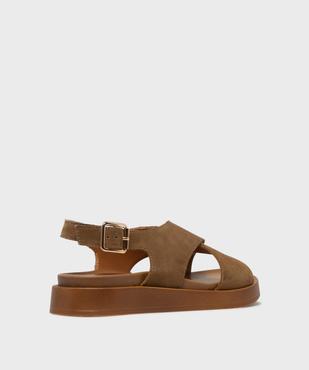 Sandales plates avec brides en cuir croisées femme - Tanéo vue4 - TANEO - GEMO