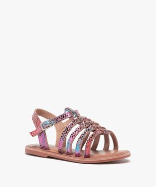 Sandales fille en cuir dessus brides métallisées vue2 - GEMO (ENFANT) - GEMO