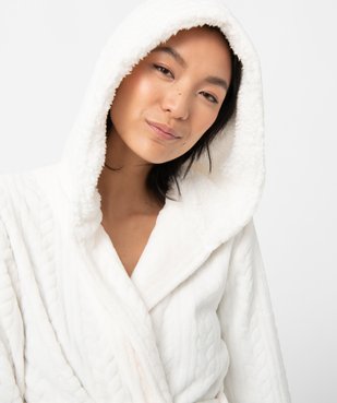 Robe de chambre femme courte à capuche en maille peluche vue2 - GEMO(HOMWR FEM) - GEMO