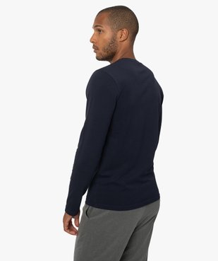 Tee-shirt homme à manches longues et col rond coupe slim vue3 - GEMO 4G HOMME - GEMO