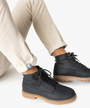 Boots homme à semelle crantée et lacets - Les Supaires à semelle contrastante et lacets bicolores vue1 - GEMO (CASUAL) - GEMO